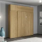 Cama doble plegable vertical con mueble de pared y columna - Magicompare viadurini