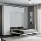 Cama doble plegable vertical con mueble de pared y columna - Magicompare viadurini