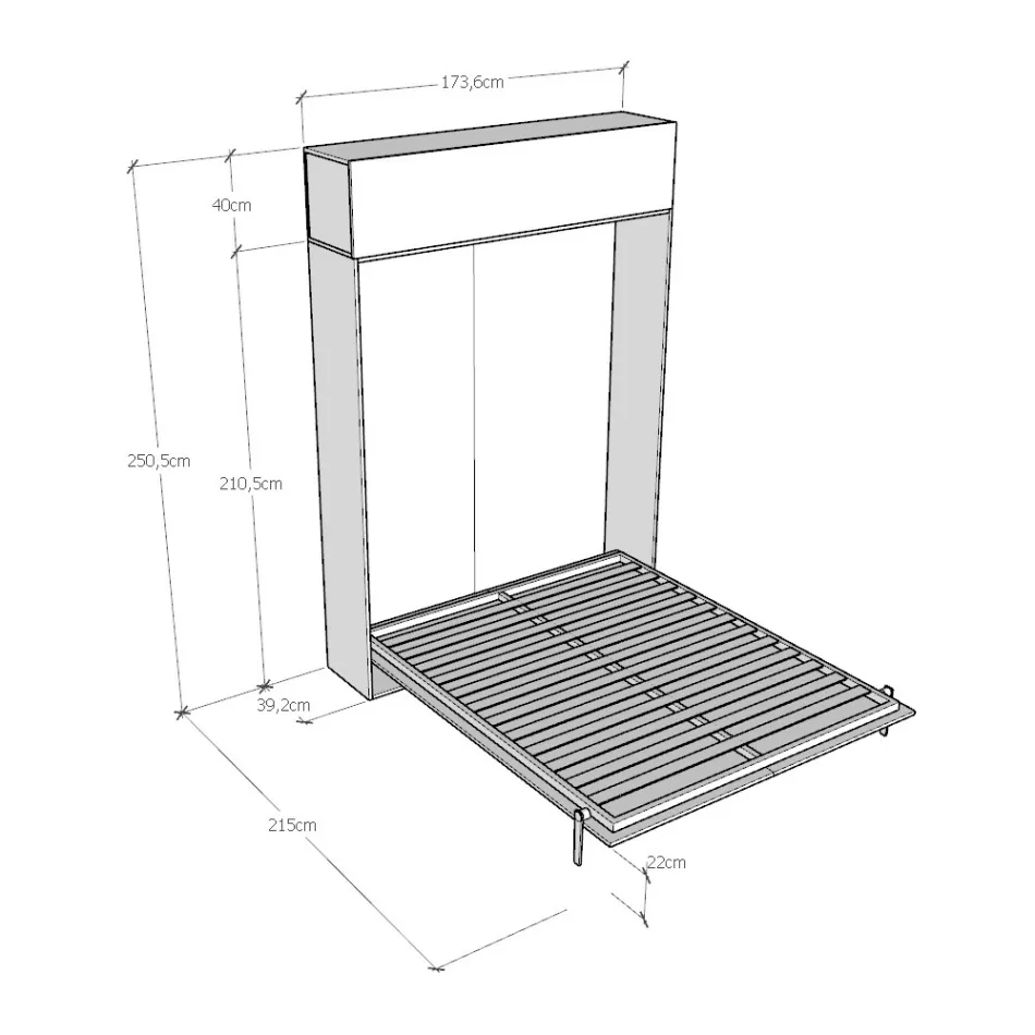 Cama doble plegable vertical con mueble de pared - Magicompare viadurini