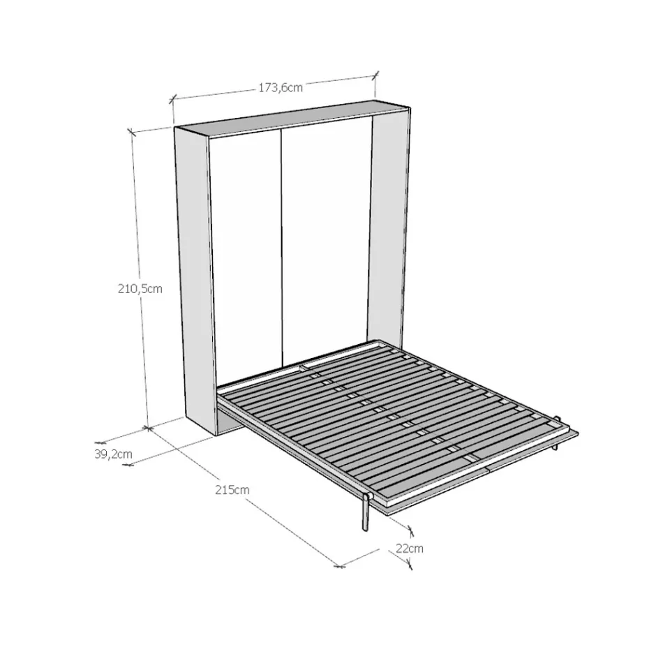 Cama doble plegable vertical en diferentes acabados - Magicompare viadurini