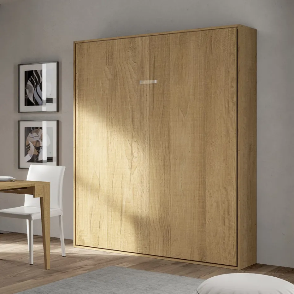 Cama doble plegable vertical en diferentes acabados - Magicompare viadurini