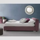 Cama doble baja con cofre de tela o ecopiel Made in Italy - Soraia viadurini