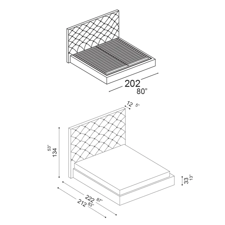Cama doble Capitonné con almacenaje opcional Made in Italy - Sciocco viadurini