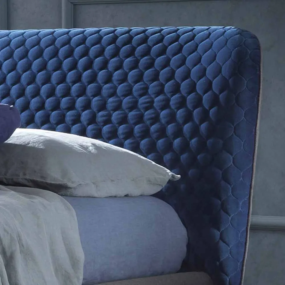 Cama doble con caja tapizada en tejido Corolle de Bolzan viadurini