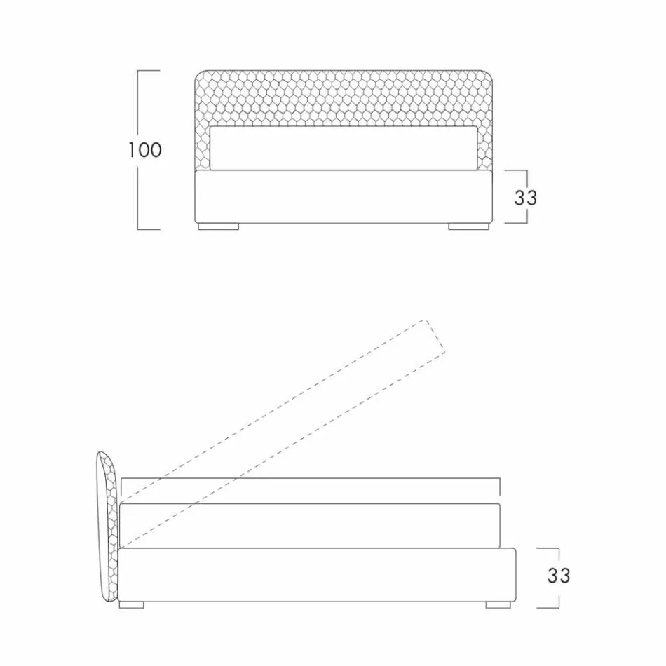 Cama doble con caja tapizada en tejido Corolle de Bolzan viadurini