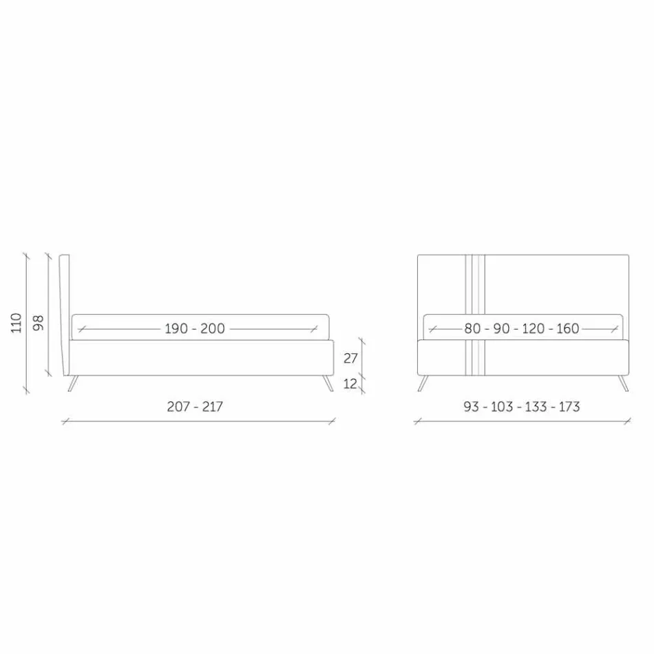 Cama doble con cajón acolchado en cuero ecológico Made in Italy - Paolo viadurini