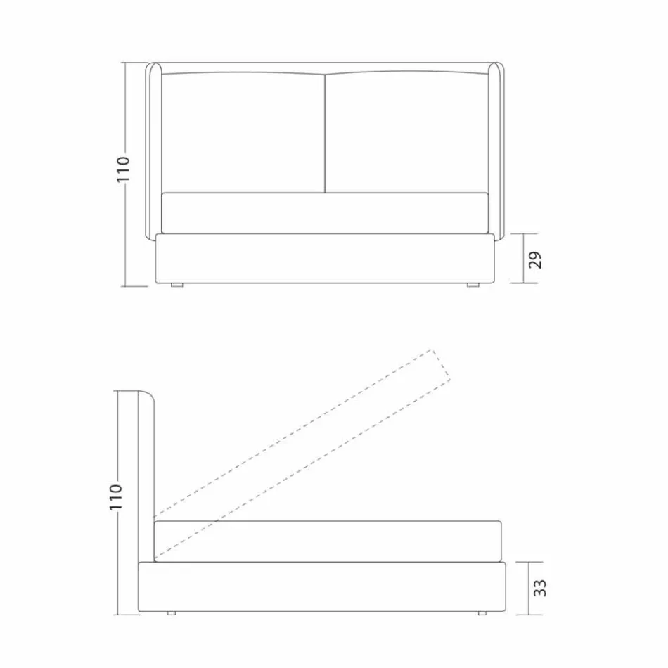 Cama doble con espacio de almacenamiento, diseño moderno, Kate by Bolzan viadurini