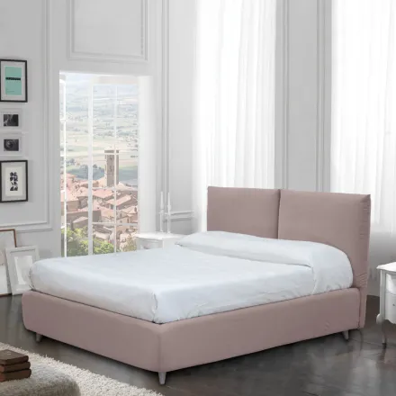 Cama doble con almacenaje opcional y pies Made in Italy - Birba viadurini