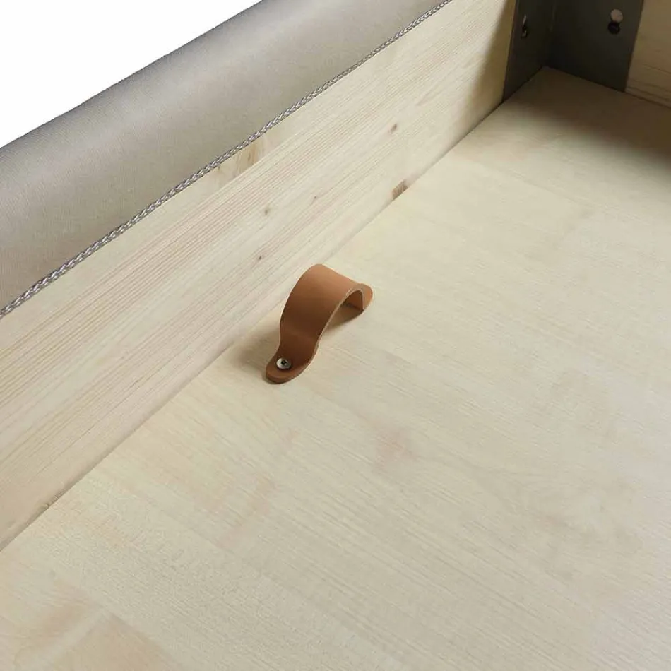 Cama doble con contenedor tapizado en tejido Selene Bolzan. viadurini