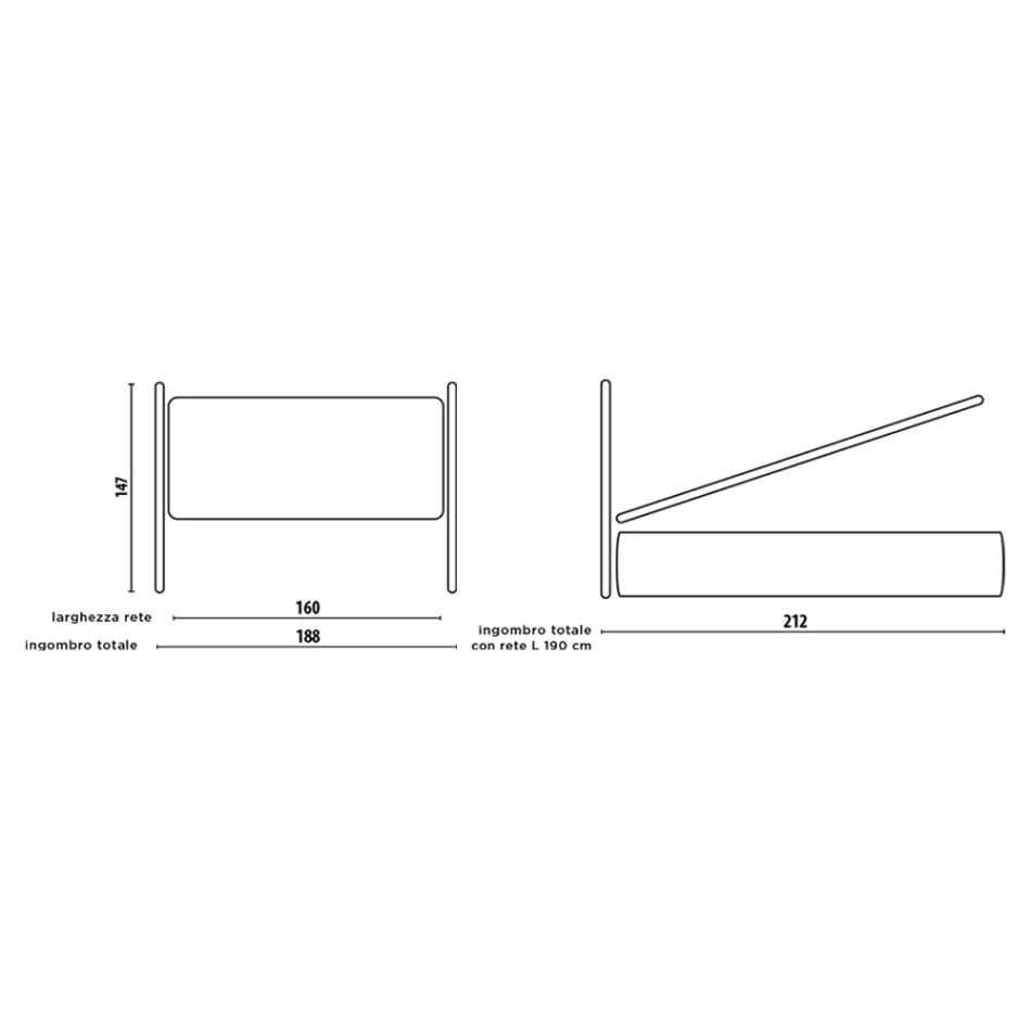 Cama doble con estructura acolchada y cabecero de hierro - Nebbia viadurini
