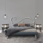 Cama doble con estructura de cama tapizada en diferentes acabados Made in Italy - Diseño viadurini