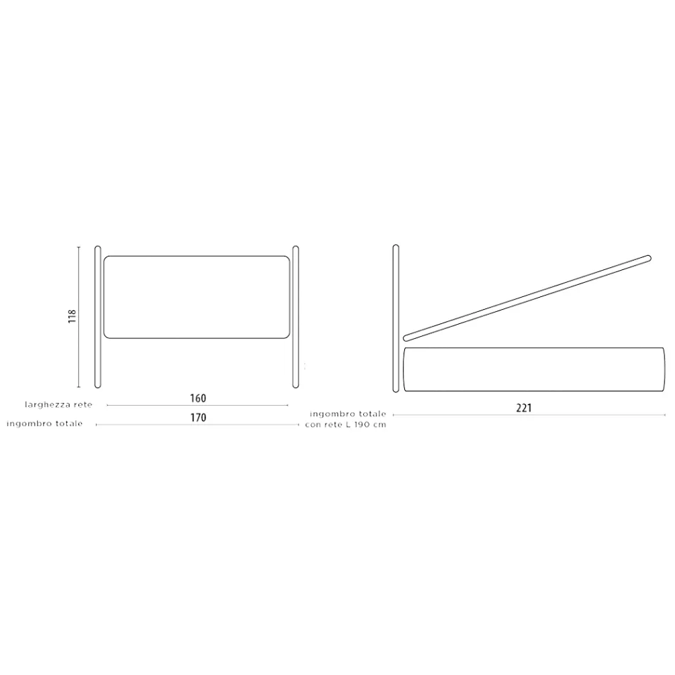 Cama doble con estructura tapizada en tejido Made in Italy - Rolly viadurini