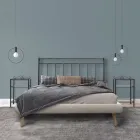 Cama doble con estructura tapizada en tejido Made in Italy - Rolly viadurini