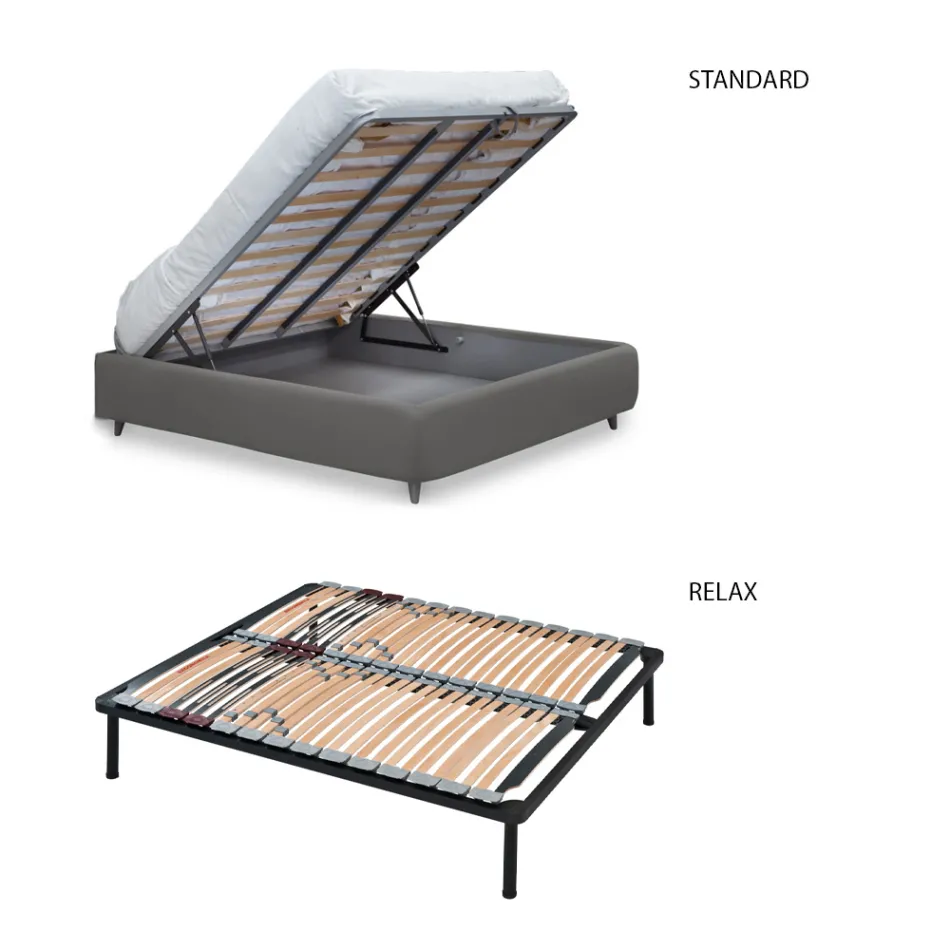 Cama doble con estructura de cama acolchada Made in Italy - Shadow viadurini
