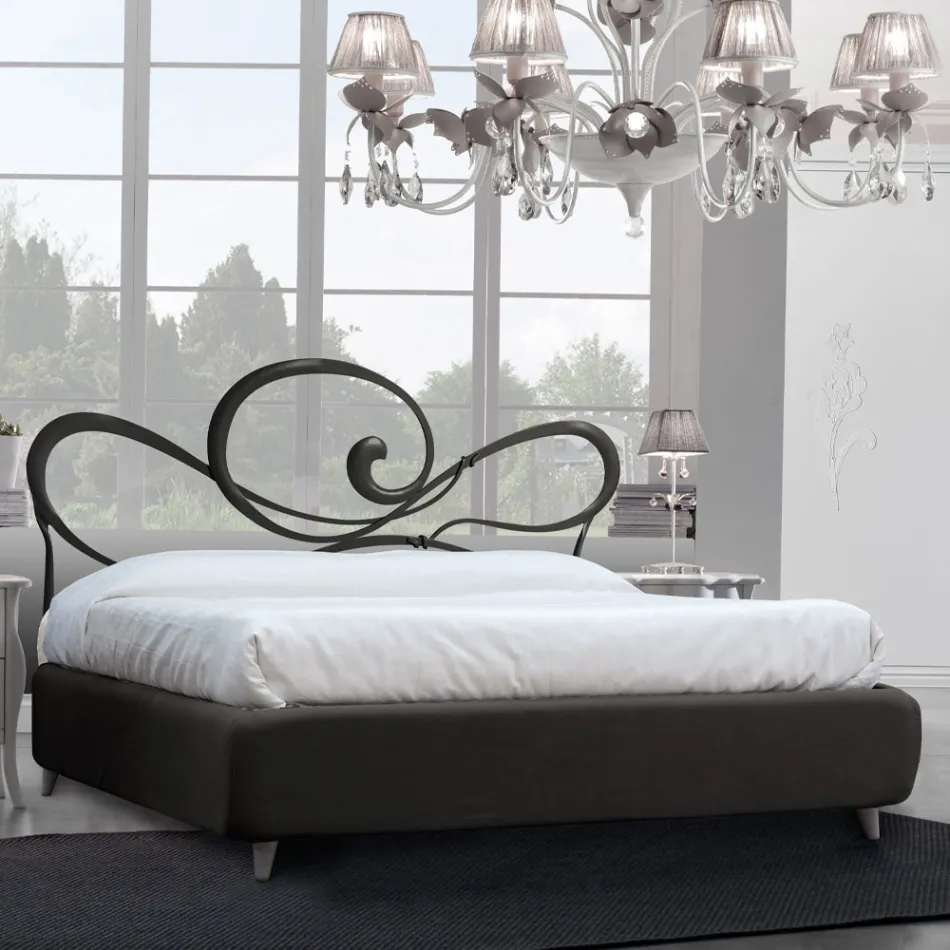 Cama doble con estructura de cama acolchada Made in Italy - Shadow viadurini