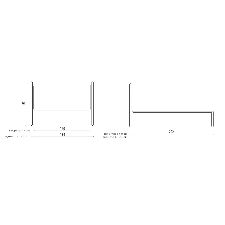 Cama doble con estructura de hierro Made in Italy - Shadow viadurini