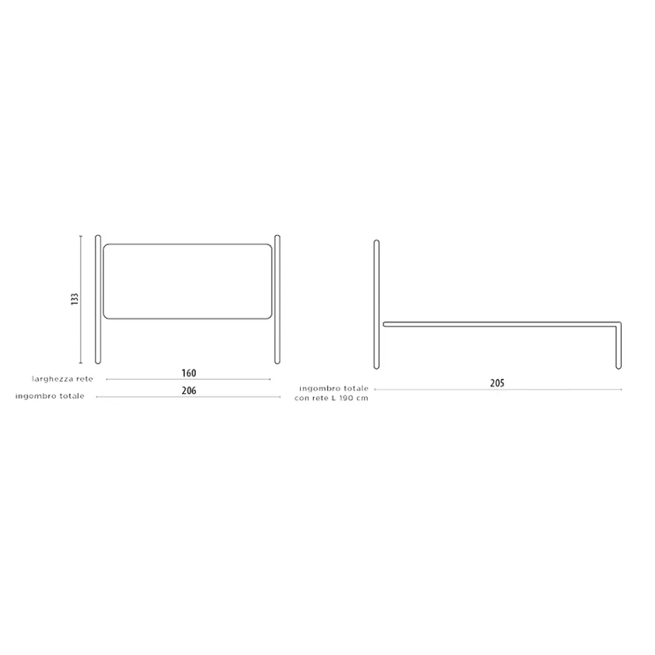 Cama doble con cabecero y estructura de hierro Made in Italy - Acabado viadurini