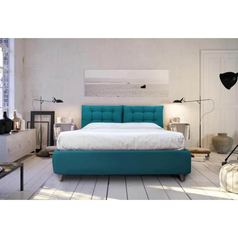 Cama doble con cabecera y pies acolchados Made in Italy - Aaron viadurini