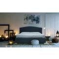 Cama doble con cabecera tapizada en tela Made in Italy - Fulmine