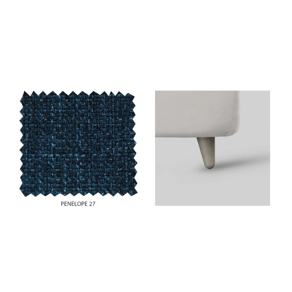 Cama doble con cabecera tapizada en tejido Made in Italy - Fulmine viadurini