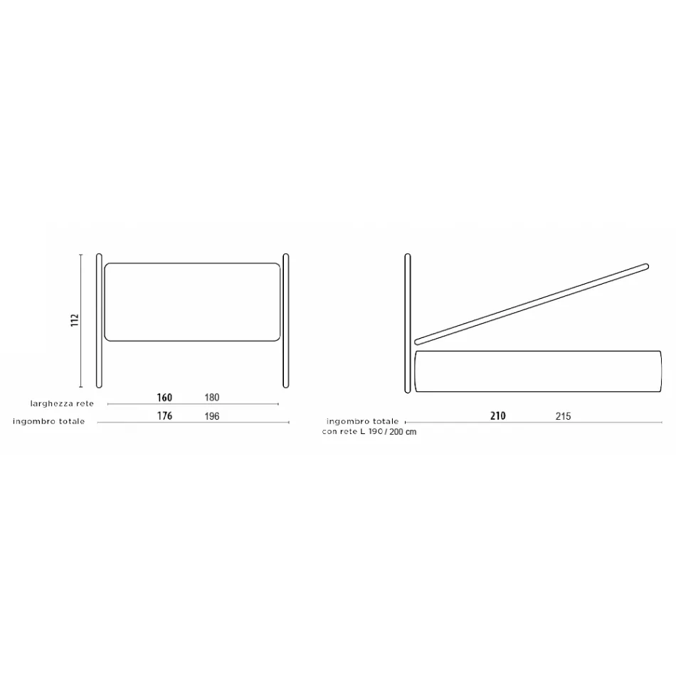 Cama doble con cabecero en ecopiel o tejido Made in Italy - Buddy viadurini