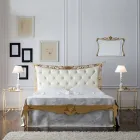 Cama Doble Estilo Clásico en Hierro y Cuero Made in Italy - King viadurini