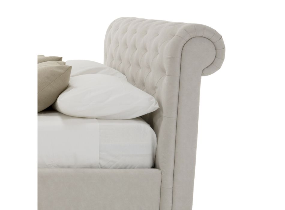 Cama doble tapizada de diseño con mueble de almacenaje Made in Italy - Scarpetta viadurini