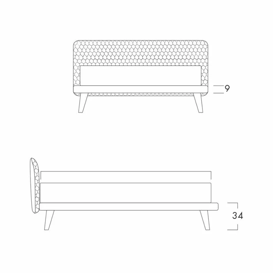Cama de diseño doble tapizada en tejido Corolle Bolzan viadurini