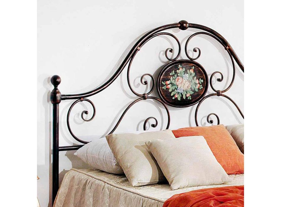 cama doble con forjado artesanal del hierro del diseño Alexa viadurini