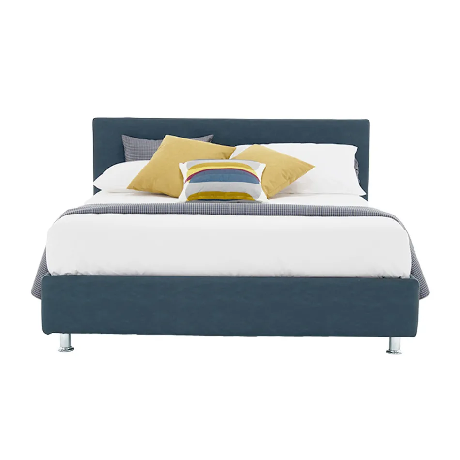 Cama doble de lujo en ecopiel o tejido con cofre Made in Italy – Nuvola viadurini