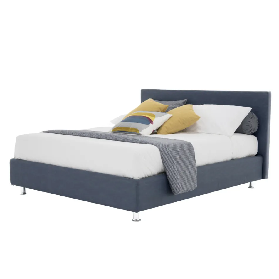 Cama doble de lujo en ecopiel o tejido con cofre Made in Italy – Nuvola viadurini