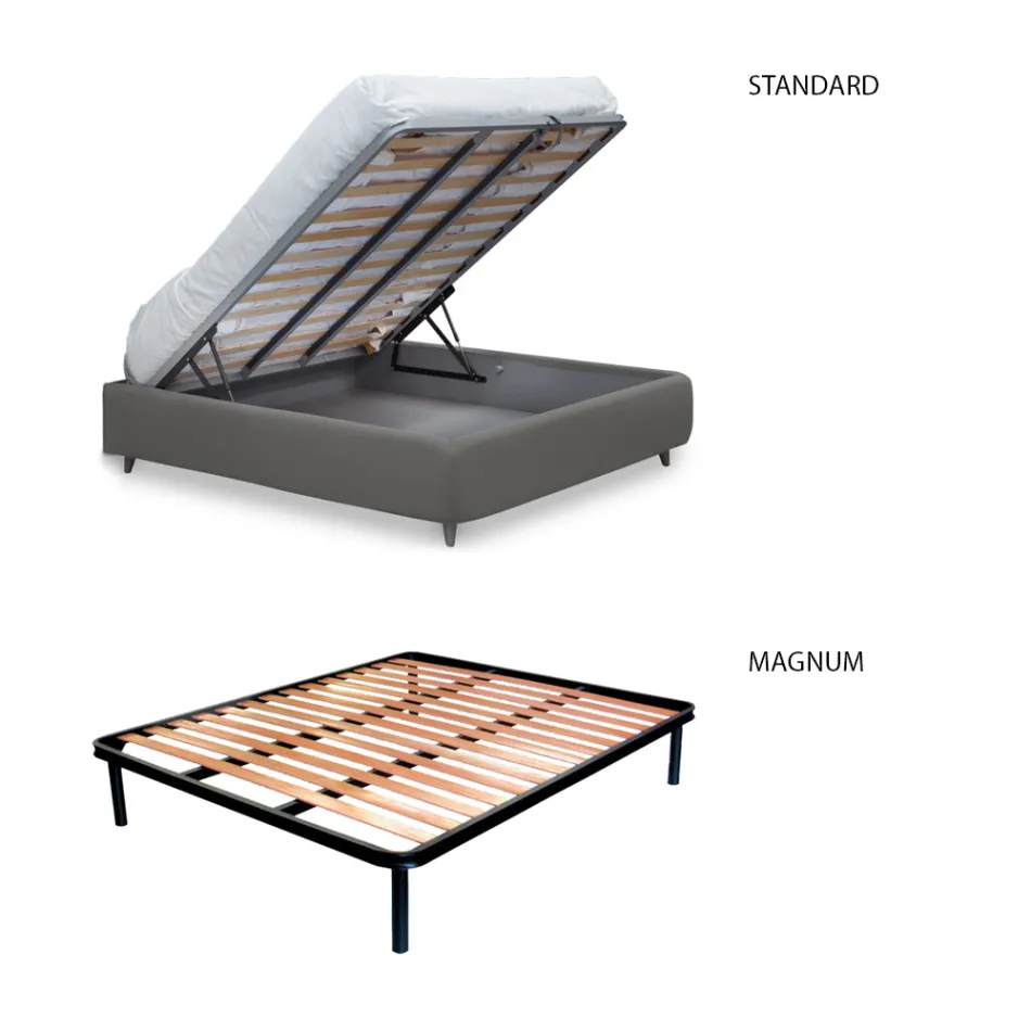 Cama doble tapizada con 2 mesitas de noche y colchón Made in Italy - Aaron viadurini