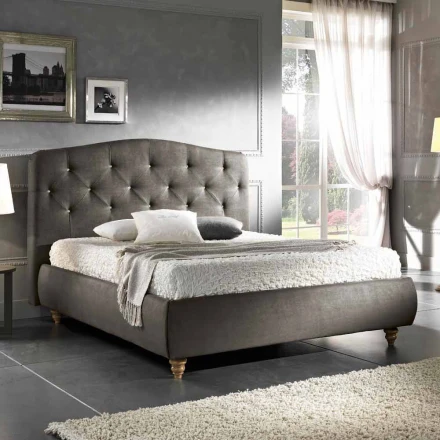 cama doble tapizada con caja de almacenamiento 160x190 / 200cm Leona viadurini