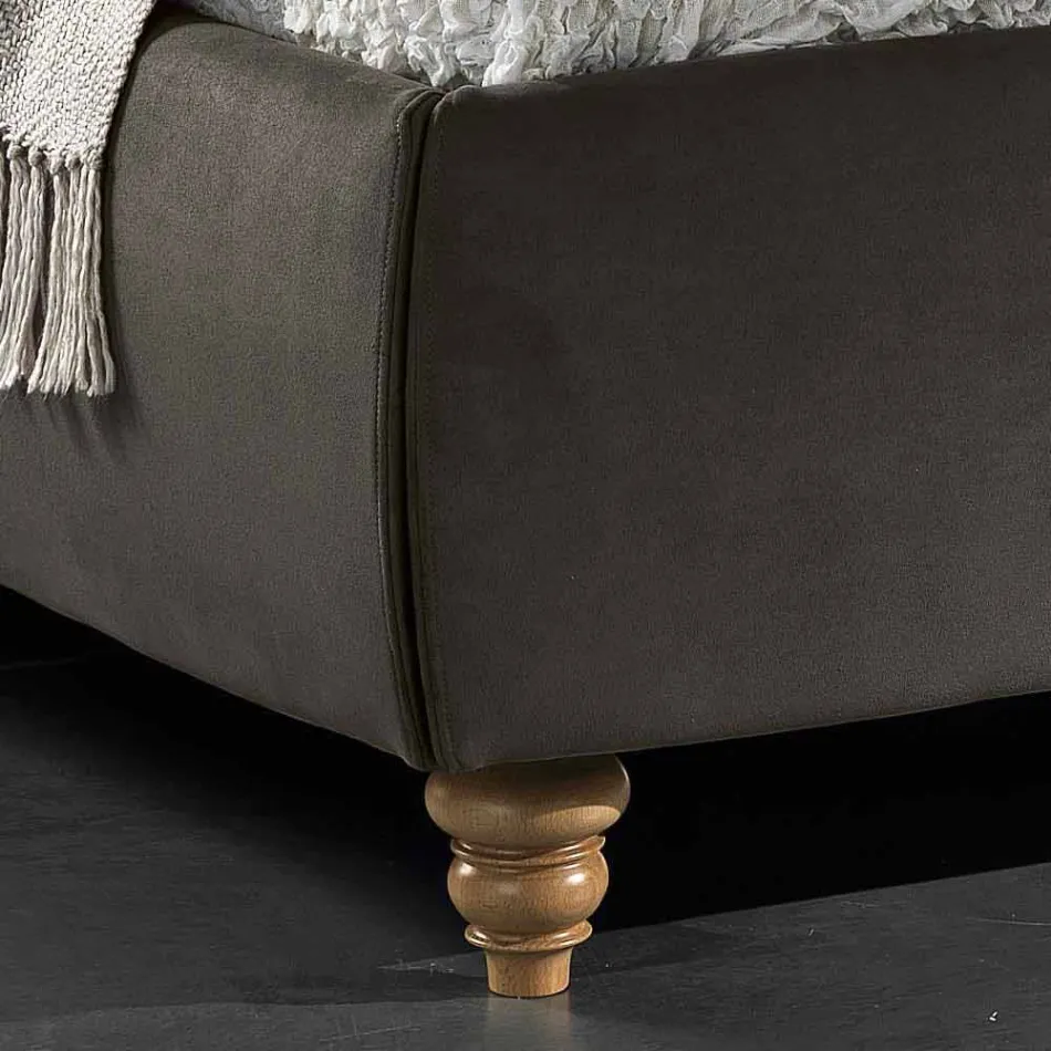 cama doble tapizada con caja de almacenamiento 160x190 / 200cm Leona viadurini