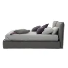 Cama doble tapizada con cómoda en ecopiel o tela - Notre Dame viadurini