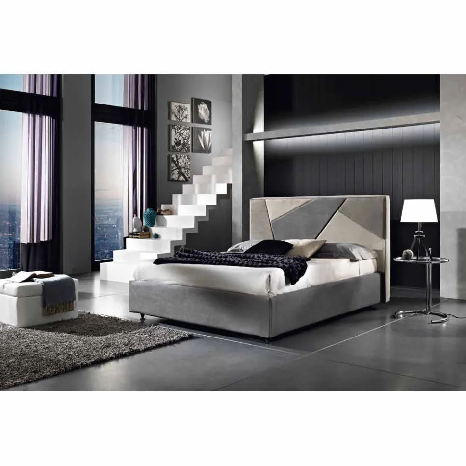 Bed cama tapizado con contenedor de elevación 160x190 / 200cm Mia viadurini