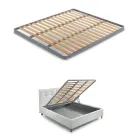 Cama doble tapizada con mueble de almacenamiento de tela - Belle viadurini