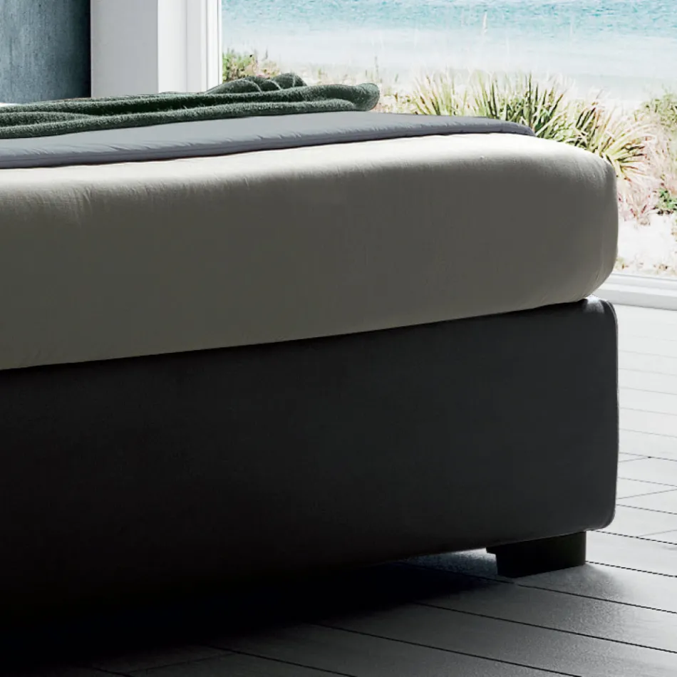 Cama doble tapizada con almacenaje de tela - Belle viadurini