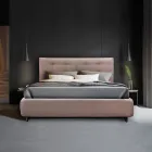 Cama doble tapizada con almacenaje opcional Made in Italy - Akira viadurini