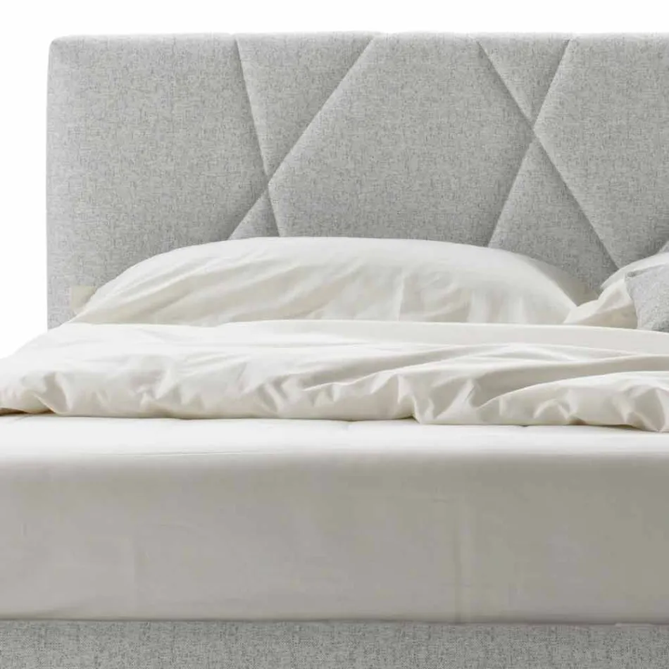 Cama tapizada doble con contenedor de tela Made in Italy - Guijarro viadurini
