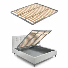 Cama tapizada doble con contenedor de tela Made in Italy - Guijarro viadurini