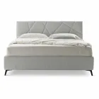Cama tapizada doble con contenedor de tela Made in Italy - Guijarro viadurini