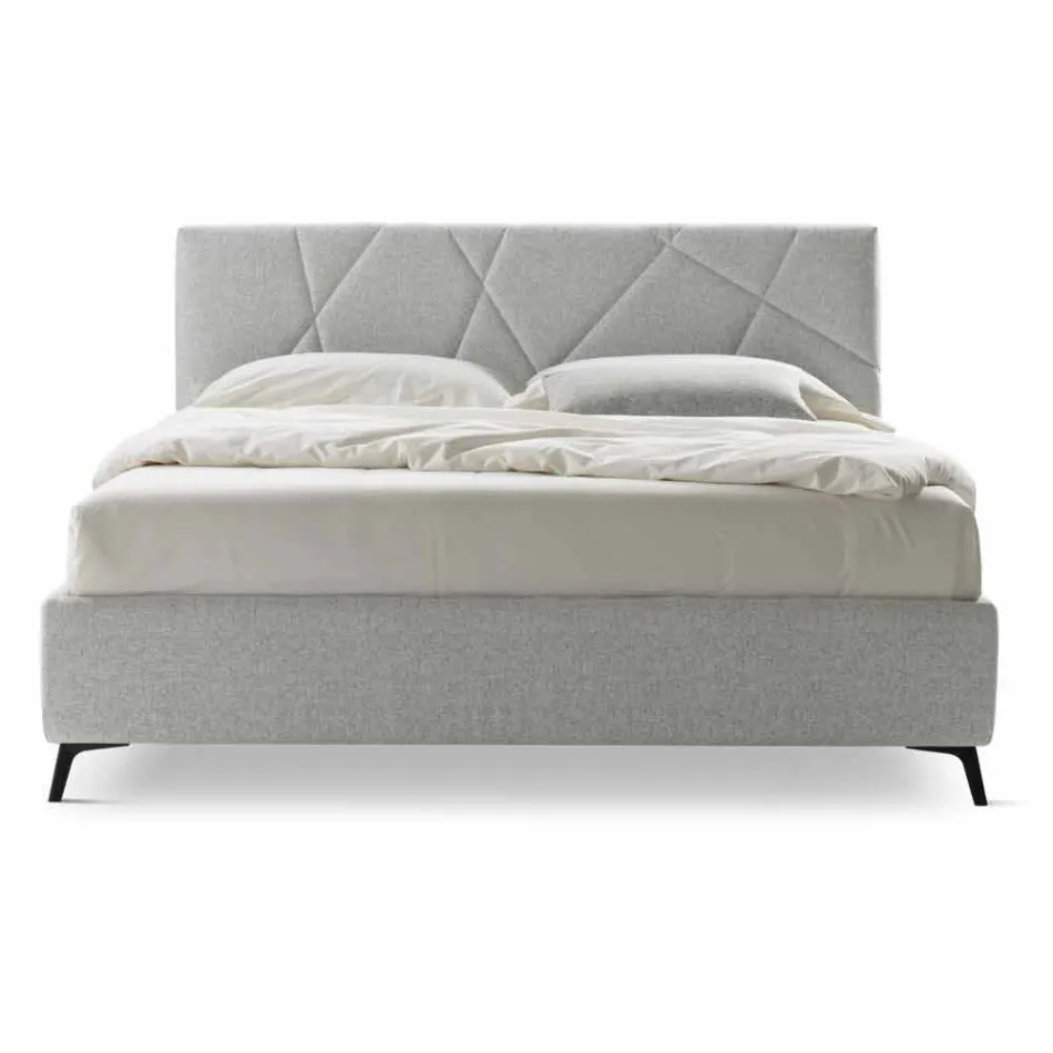 Cama tapizada doble con contenedor de tela Made in Italy - Guijarro viadurini