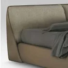 Cama Matrimonial Acolchada y Tapizada en Tela y Piel Made in Italy - Lula viadurini