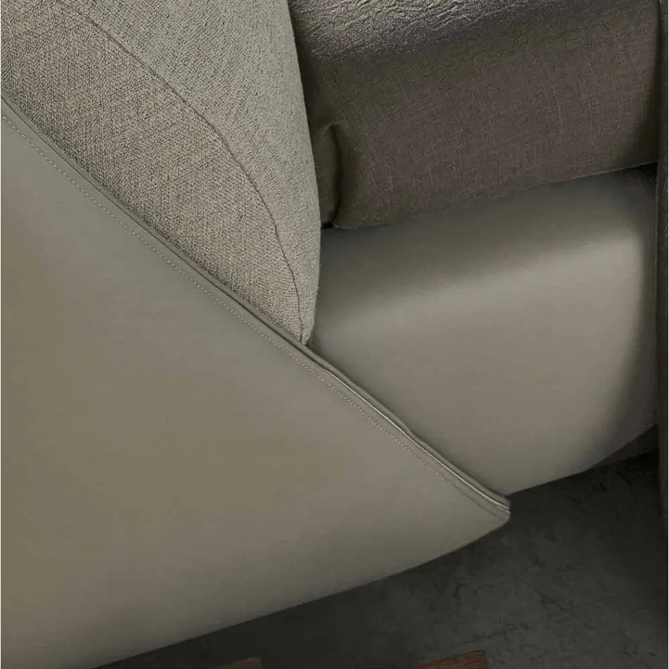 Cama Matrimonial Acolchada y Tapizada en Tela y Piel Made in Italy - Lula viadurini