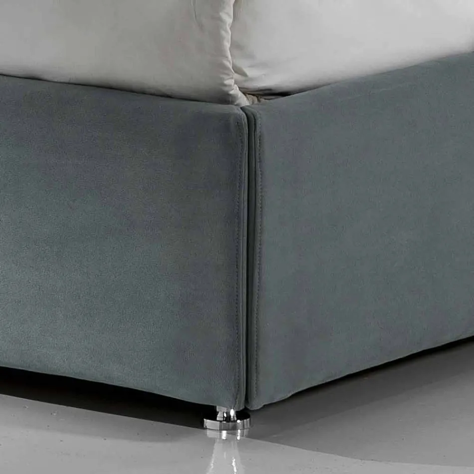 cama doble tapizada contemporánea con la caja de alcanzar un máximo de 160x190 / 200cm Sun viadurini