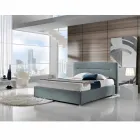 cama doble tapizada contemporánea con la caja de alcanzar un máximo de 160x190 / 200cm Sun viadurini