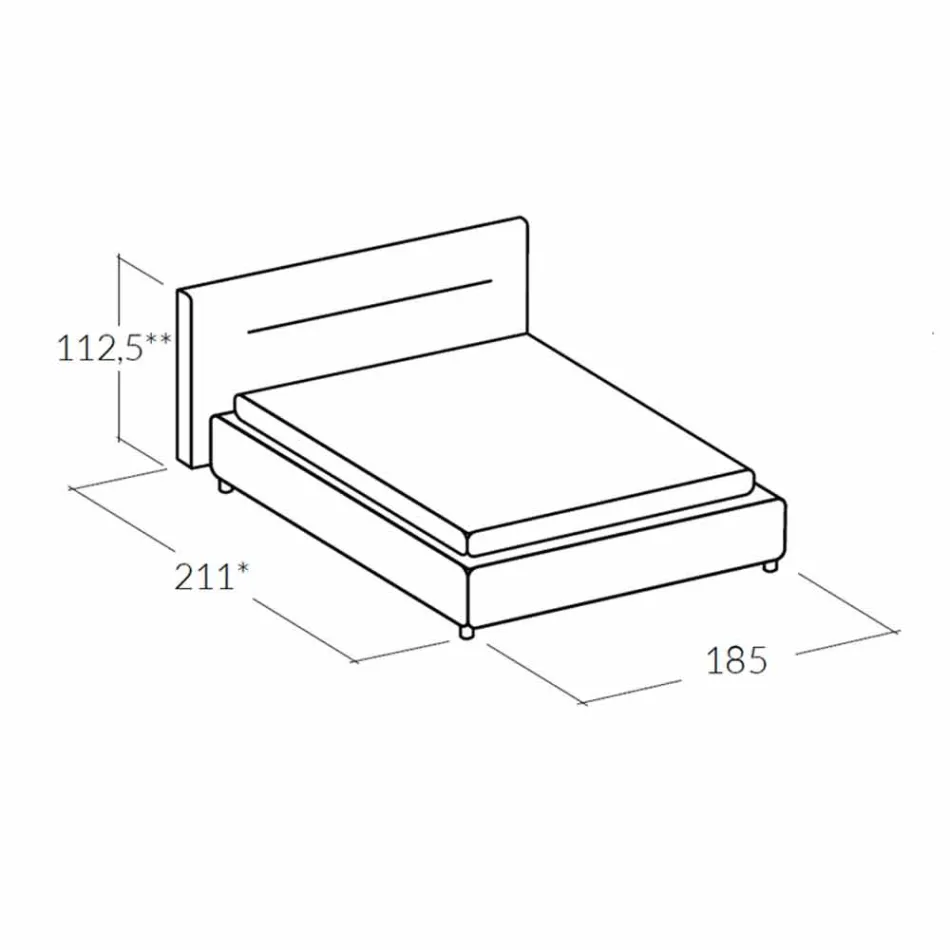 cama doble tapizada contemporánea con la caja de alcanzar un máximo de 160x190 / 200cm Sun viadurini