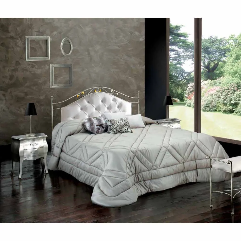 Tapizados a mano cama doble en hierro sólido Gracie viadurini