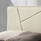 cama doble en la imitación de cuero con la caja de alcanzar un máximo de 160x190 / 200 cm Mia viadurini